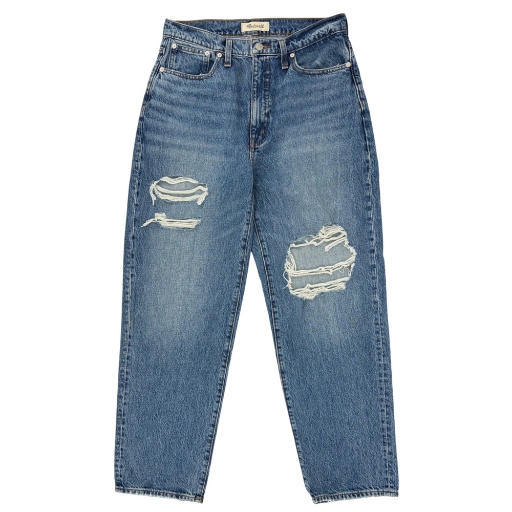 Madewell The Dadjean Busted Thighs Distressed High Rise Jeans Size 27 Relaxed